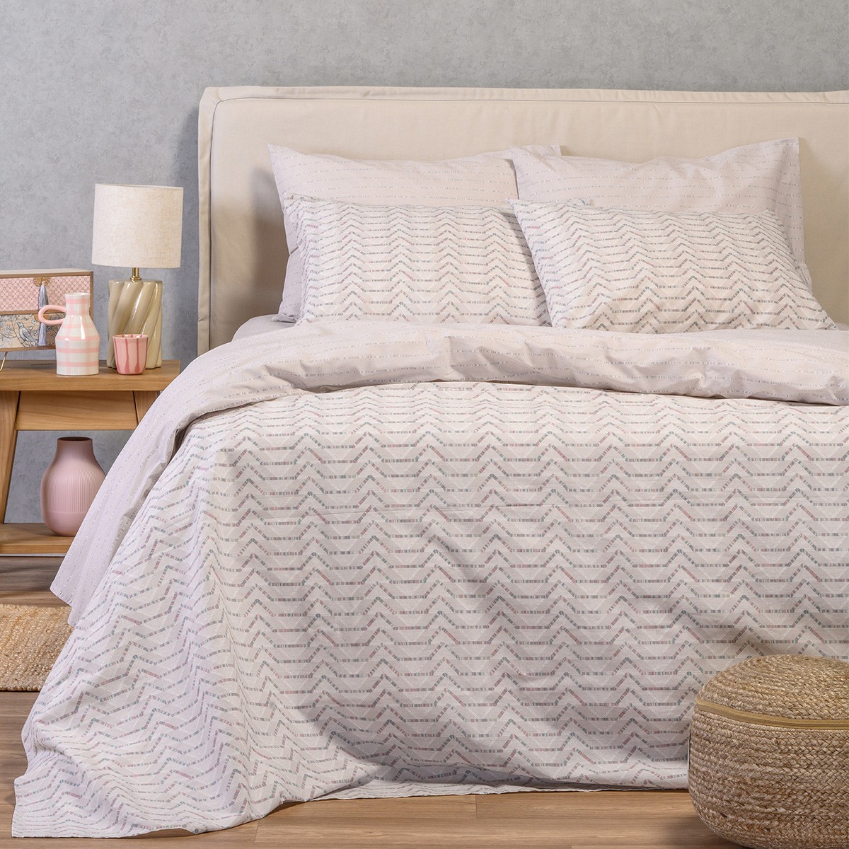 Σετ Σεντόνια Βαμβακερά King Με Λάστιχο 180x200+32εκ. Paris Grey Ultra Line Melinen 20005840 (Ύφασμα: Βαμβάκι 100%, Τύπος κατωσέντονου: Με Λάστιχο, Χρώμα: Γκρι, Μέγεθος: King Size) - MELINEN - 20005840