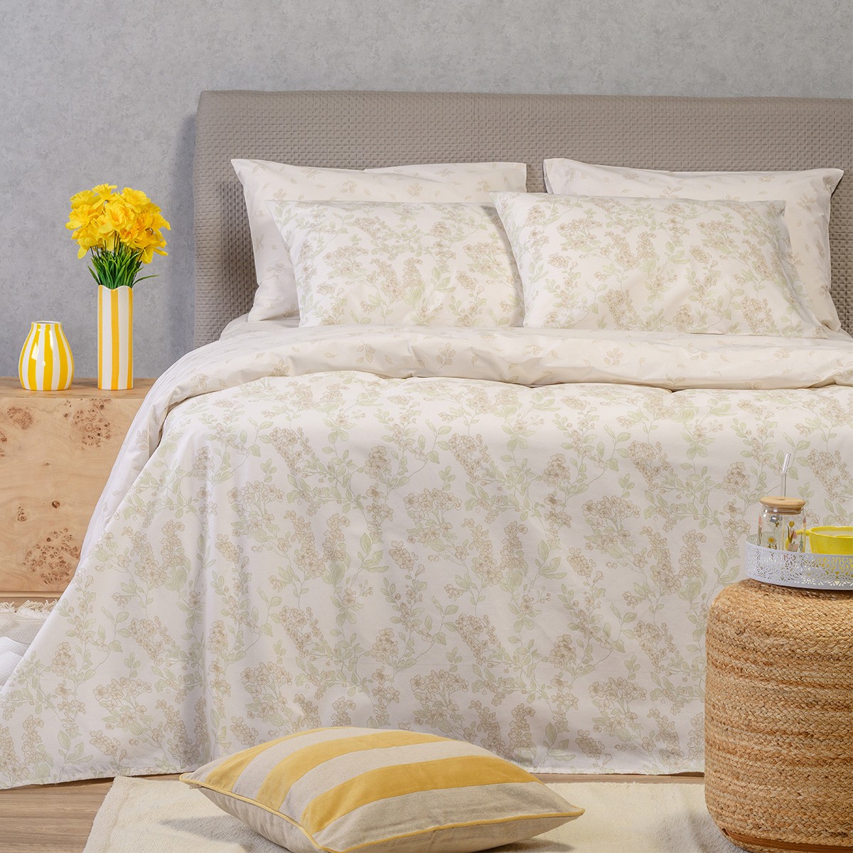 Σετ Σεντόνια Polycotton King Με Λάστιχο 180x200+32εκ. Rea Beige Casual Line Melinen 20005994 (Τύπος κατωσέντονου: Με Λάστιχο, Ύφασμα: 50% Cotton-50% Polyester, Χρώμα: Μπεζ, Μέγεθος: King Size) - MELINEN - 20005994