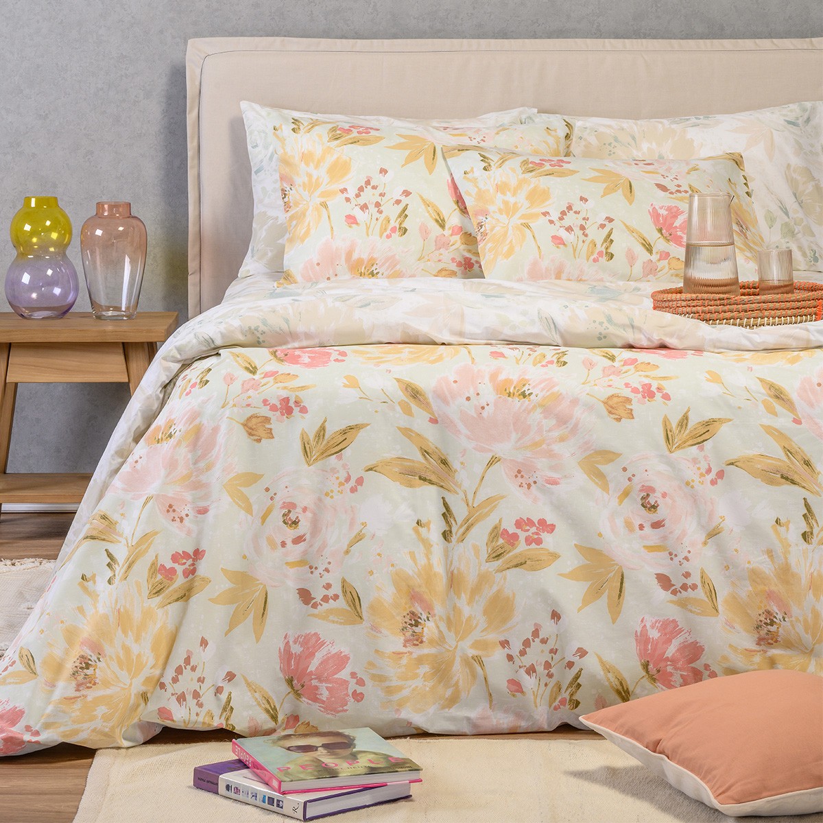 Σετ Σεντόνια Polycotton Διπλά 205x270εκ. Anabelle Aqua Casual Line Melinen 20005935 (Τύπος κατωσέντονου: Χωρίς Λάστιχο, Ύφασμα: 50% Cotton-50% Polyester, Μέγεθος: Διπλά, Χρώμα: Aqua) - MELINEN - 20005935
