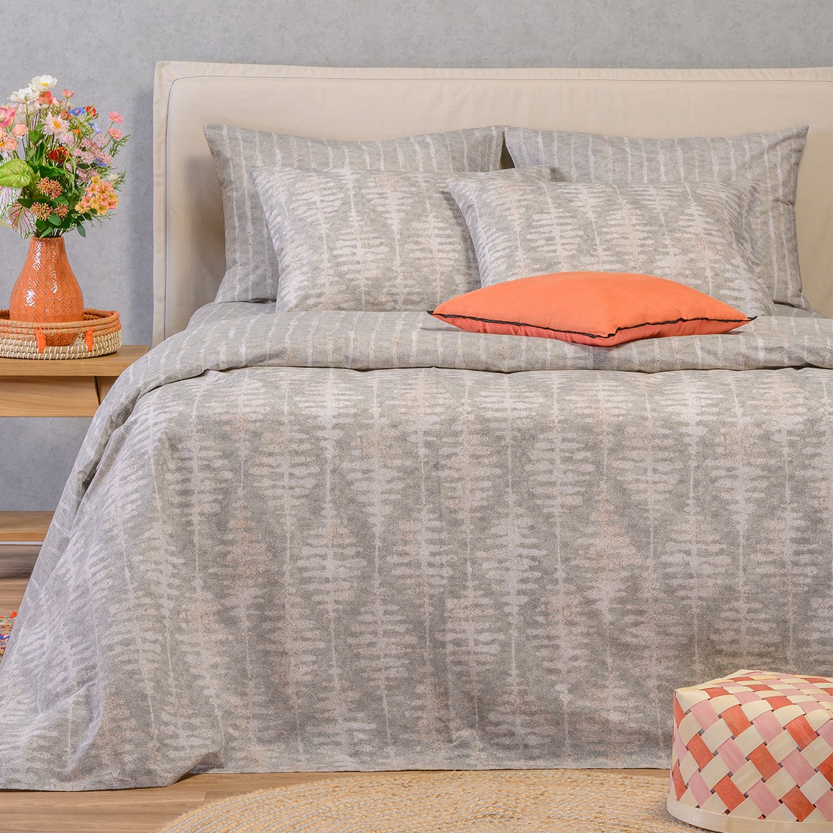 Παπλωματοθήκη Polycotton Υπέρδιπλη 225x245εκ. Kai Grey 