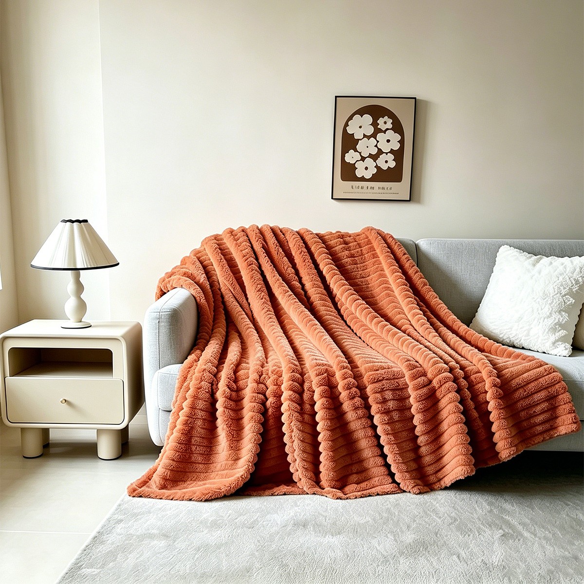 Κουβέρτα Faux Fur Καναπέ 100x150εκ. Persa Terracotta Melinen 20006619 (Ύφασμα: Polyester, Χρώμα: Terracotta) - MELINEN - 20006619