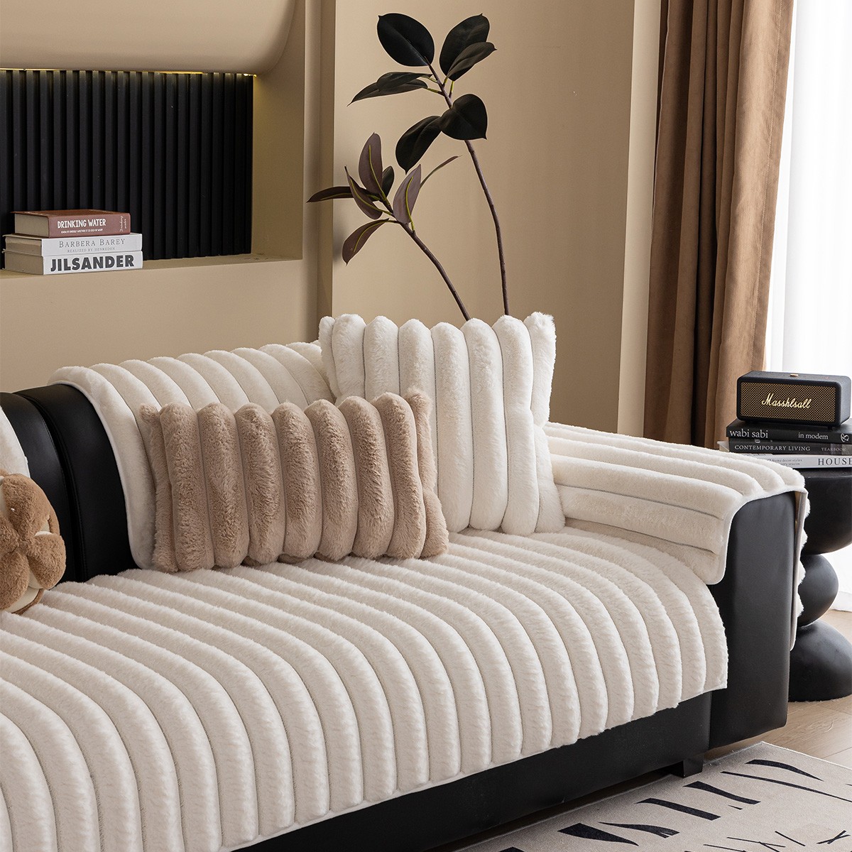 Ανώστρωμα Για Διθέσιο Καναπέ Faux Fur 70x150εκ. Luna Ecru Melinen 20006666 (Χρώμα: Εκρού , Ύφασμα: Faux Fur) - MELINEN - 20006666