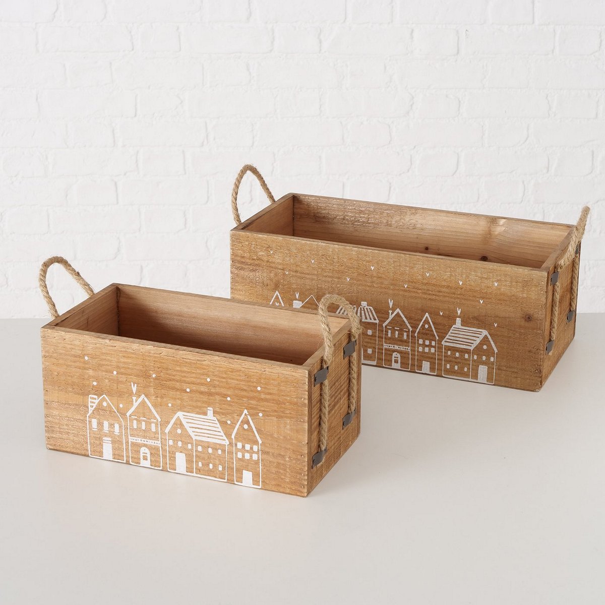 Διακοσμητικά Επιτραπέζια 24home - ΣΗΜΑΝΤΙΚΟ: Σε περίπτωση διαφοράς τιμής από το κατάστημα ισχύει παντα και μόνο η τιμή του καταστήματος Κουτί Σετ 2τμχ Ξύλινο Natural 30x16x14εκ.- 40x19x16εκ.