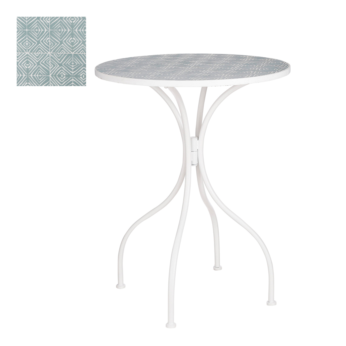MSA DECORATION Τραπέζι Μεταλλικό Μπλε-Λευκό Δ61x76εκ. Calais MSA 20-27-034 (Υλικό: Μεταλλικό, Χρώμα: Λευκό) - MSA DECORATION - 20-27-034