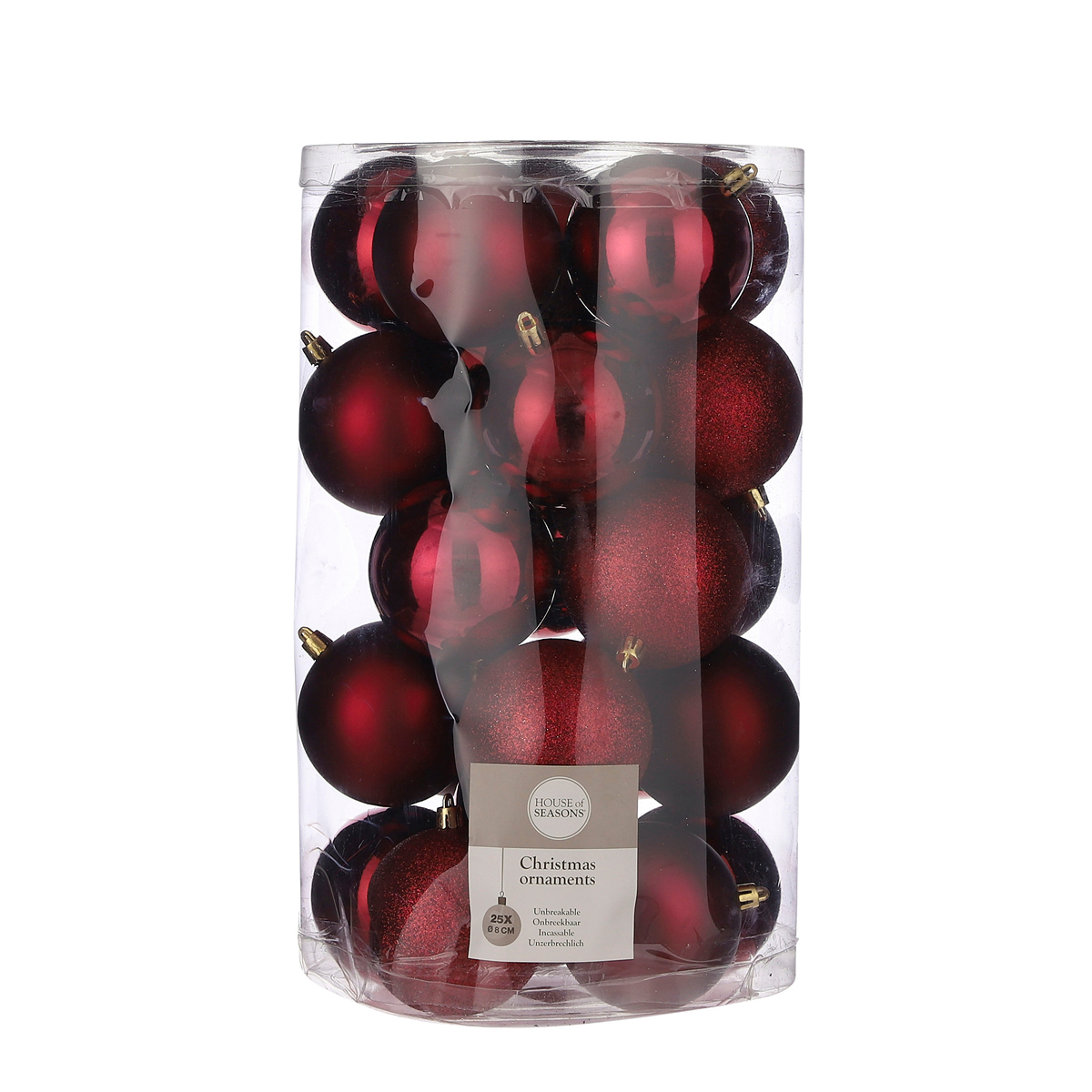 MSA DECORATION Μπάλες Σετ 25τμχ Πλαστικές Σκούρο Κόκκινο Δ8εκ. MSA 20-27-478 (Υλικό: Πλαστικό, Χρώμα: Κόκκινο) - MSA DECORATION - 20-27-478