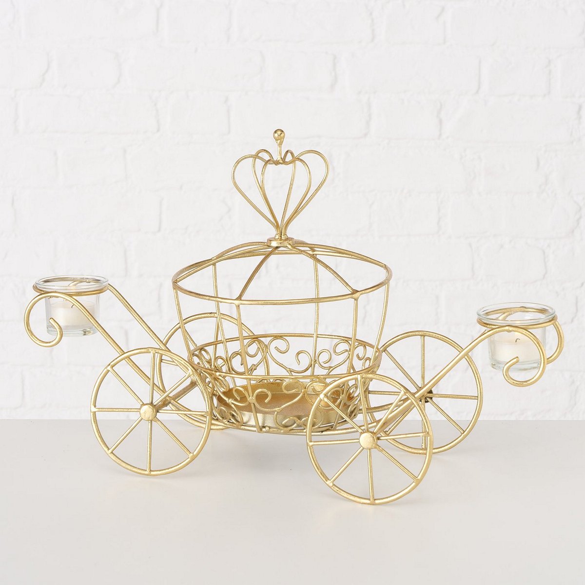 Διακοσμητικά Επιτραπέζια 24home - ΣΗΜΑΝΤΙΚΟ: Σε περίπτωση διαφοράς τιμής από το κατάστημα ισχύει παντα και μόνο η τιμή του καταστήματος Κηροπήγιο Μεταλλικό Χρυσό 46x18x29εκ. Άμαξα Cinderella