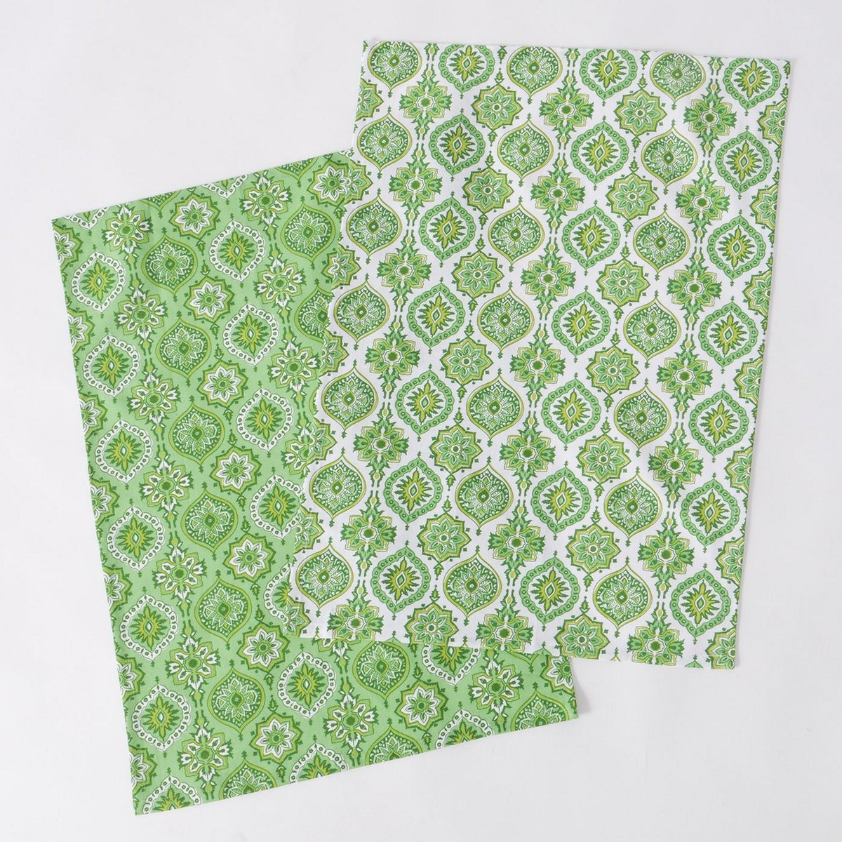 MSA DECORATION Πετσέτα Κουζίνας Σετ 2τμχ Βαμβακερή Πράσινη-Λευκή 50x70εκ. Portofino MSA 20-26-555 (Ύφασμα: Βαμβάκι 100%, Χρώμα: Λευκό) - MSA DECORATION - 20-26-555