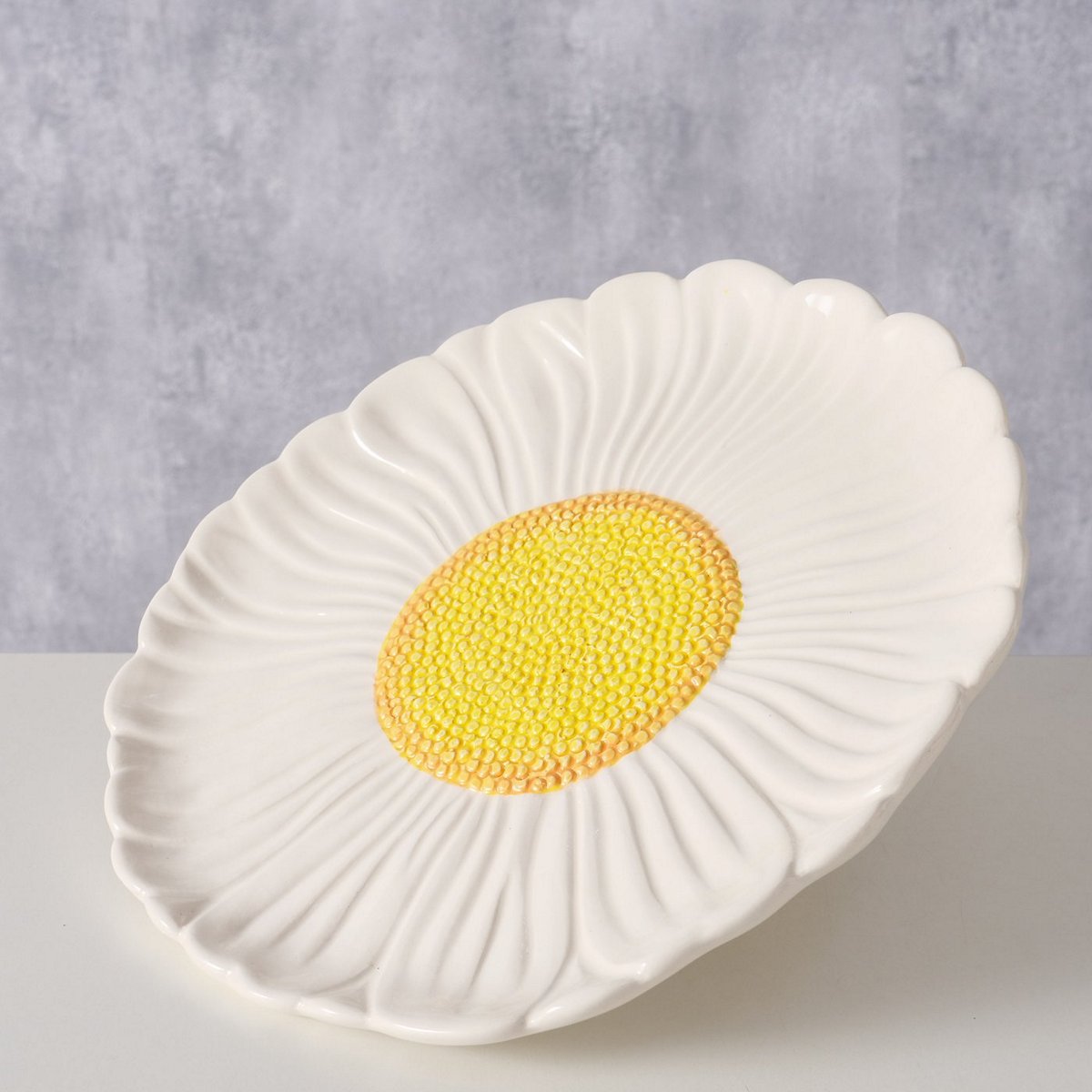 MSA DECORATION Πιάτο Φρούτου Μαργαρίτα Κεραμικό Λευκό-Κίτρινο 22εκ. Daisy MSA 20-26-549 (Υλικό: Κεραμικό, Χρώμα: Λευκό) - MSA DECORATION - 20-26-549