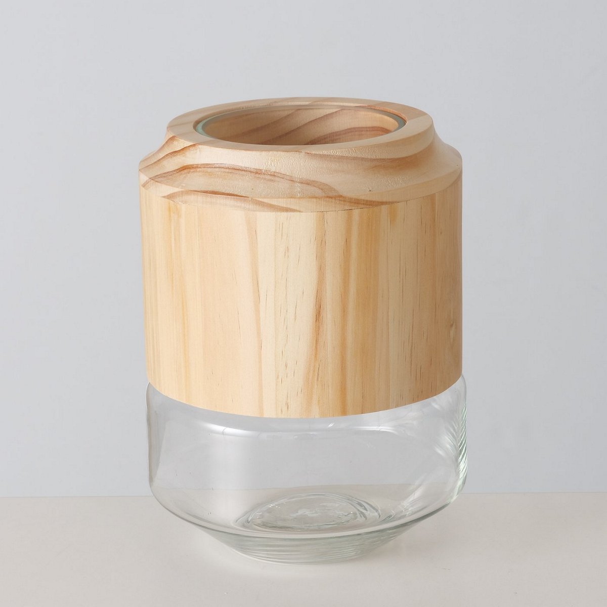 Διακοσμητικά Επιτραπέζια 24home - ΣΗΜΑΝΤΙΚΟ: Σε περίπτωση διαφοράς τιμής από το κατάστημα ισχύει παντα και μόνο η τιμή του καταστήματος Βάζο Γυάλινο-Ξύλινο Διαφανές-Natural 19x25εκ. Pine MSA