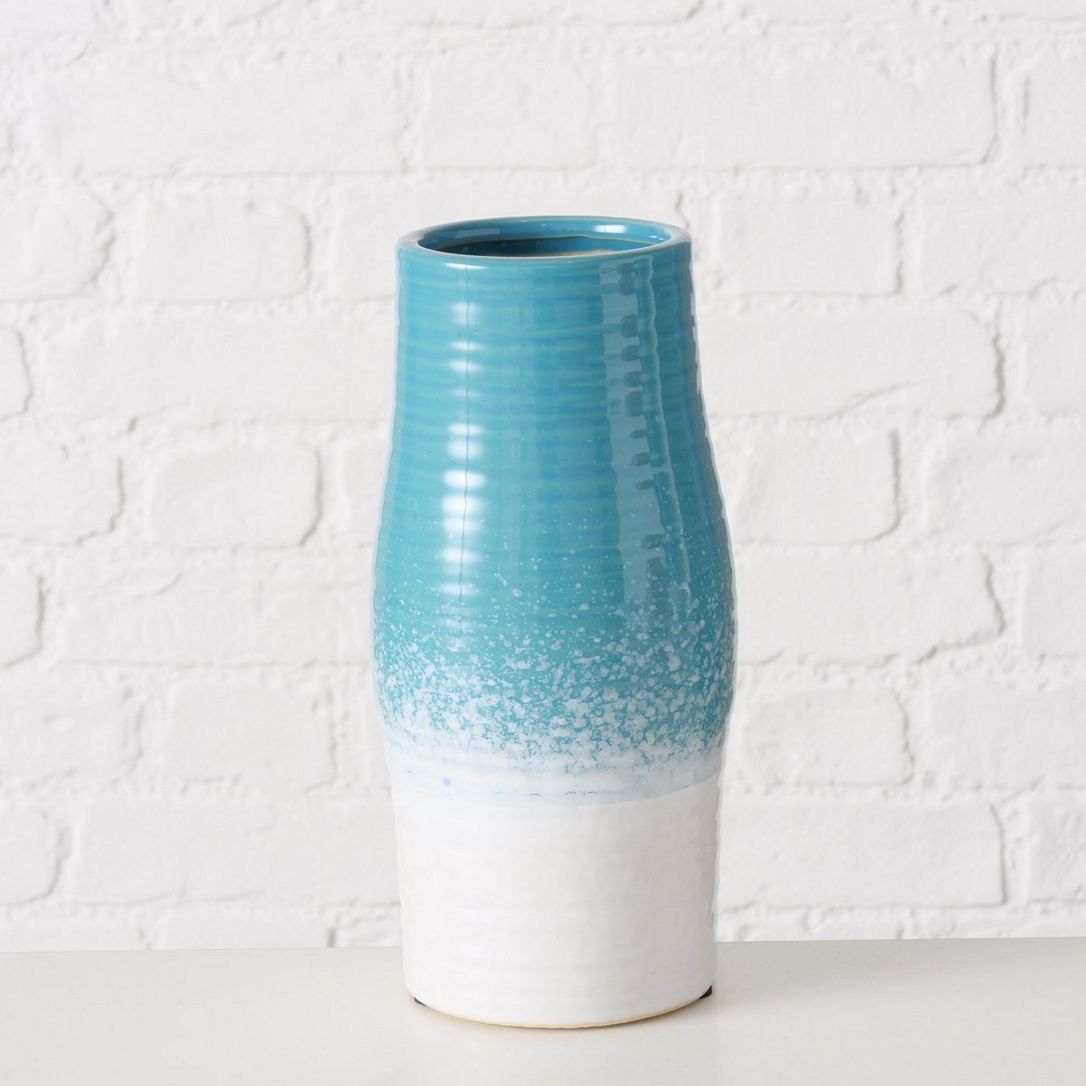 MSA DECORATION Βάζο Κεραμικό Δίχρωμο Λευκό-Γαλάζιο 12x25εκ. Marla MSA 20-25-491 (Υλικό: Κεραμικό, Χρώμα: Λευκό) - MSA DECORATION - 20-25-491