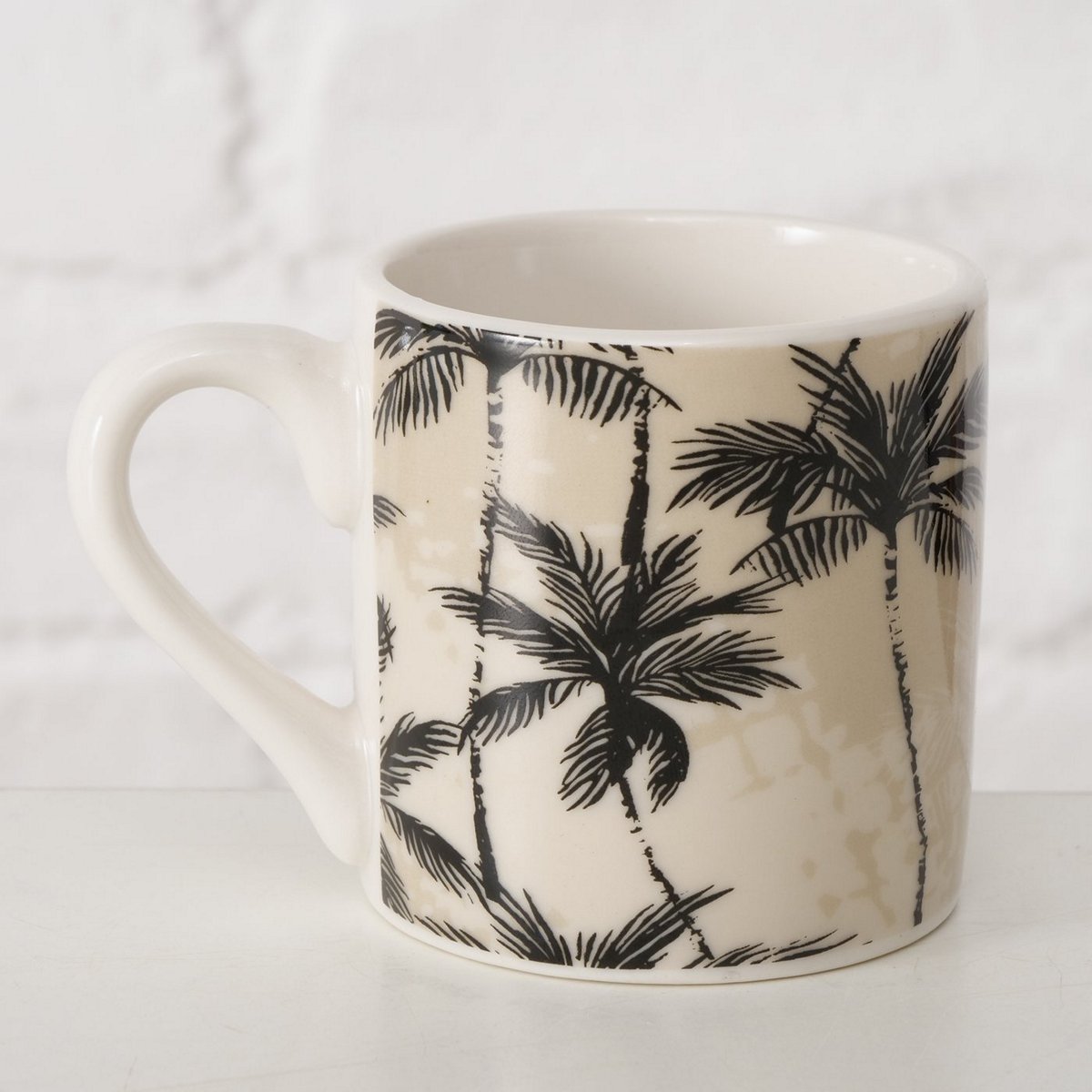 MSA DECORATION Φλυτζάνι Espresso Πορσελάνης New Bone Φοίνικας Μπεζ-Μαύρο 6x6εκ. Palma MSA 20-26-282 (Σετ 6 Τεμάχια) (Υλικό: Πορσελάνη, Χρώμα: Μαύρο) - MSA DECORATION - 20-26-282