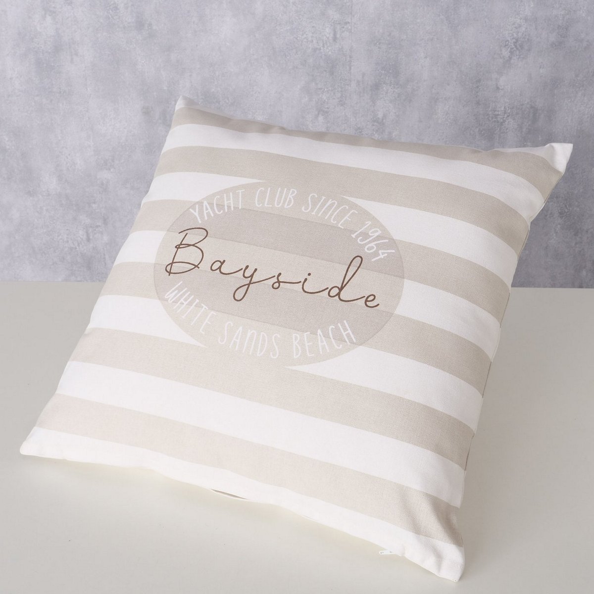 MSA DECORATION - ΣΗΜΑΝΤΙΚΟ: Σε περίπτωση διαφοράς τιμής από το κατάστημα ισχύει παντα και μόνο η τιμή του καταστήματος Διακοσμητικό Μαξιλάρι Βαμβακερό Ριγέ Μπεζ-Λευκό 45x45x5