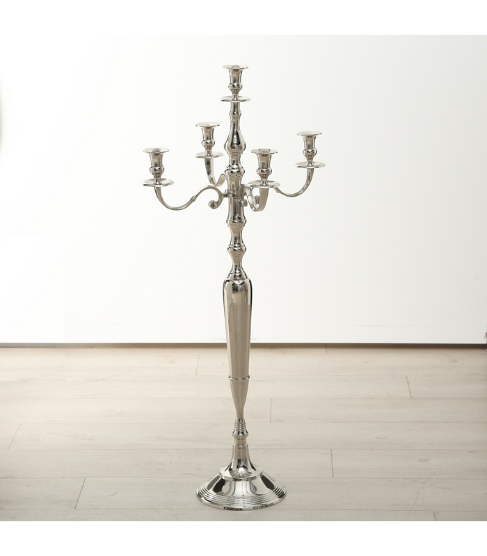 MSA DECORATION - ΣΗΜΑΝΤΙΚΟ: Σε περίπτωση διαφοράς τιμής από το κατάστημα ισχύει παντα και μόνο η τιμή του καταστήματος Κηροπήγιο 5 Κερο Νίκελ Ασημί 105εκ. Victoria MSA 20-76-