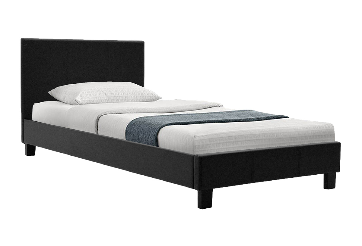 PAKO WORLD Κρεβάτι Nevil pakoworld μονό 100x200 PU χρώμα μαύρο ματ - PAKO WORLD - 006-000014