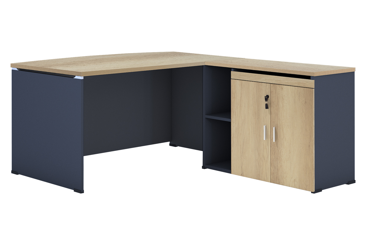 PAKO WORLD Γραφείο εργασίας επαγγελματικό Lotus pakoworld αναστρέψιμο φυσικό-ανθρακί 180x160x75εκ - PAKO WORLD - 069-000010