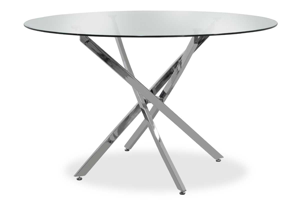 Τραπέζι στρόγγυλο Steve pakoworld με γυάλινη επιφάνεια διαφανές Φ120×74,5εκ – PAKO WORLD – 029-000030