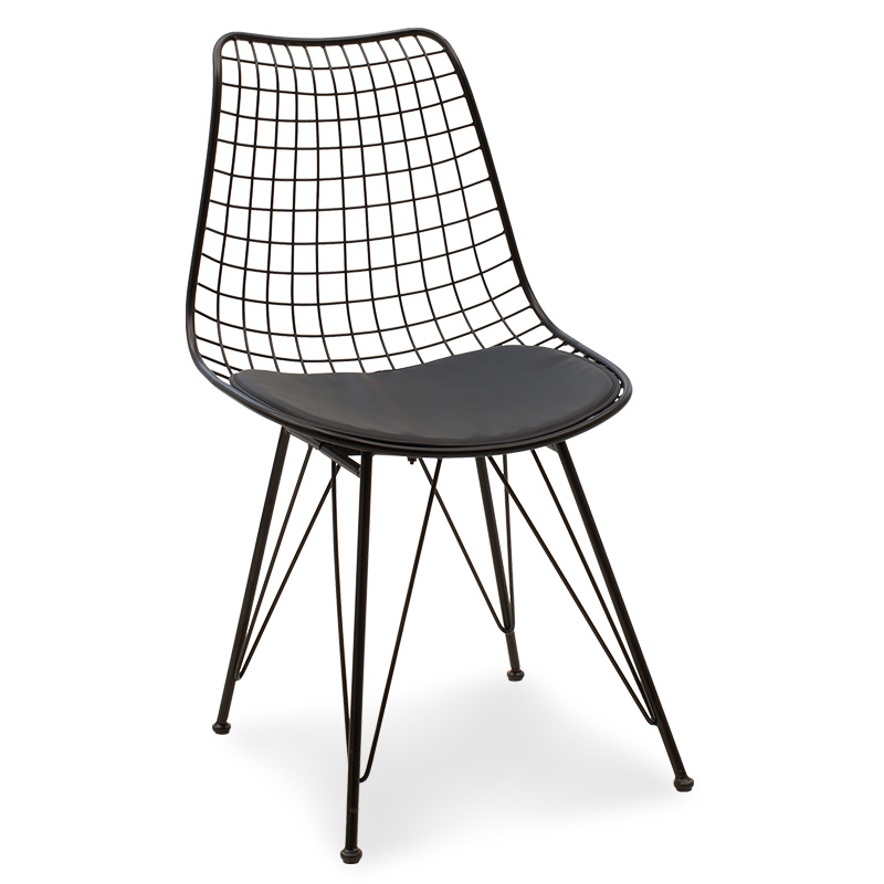 Καρέκλα Taj pakoworld μέταλλο μαύρο-μαξιλάρι PVC μαύρο (Σετ 4 Τεμάχια) – PAKO WORLD – 058-000024