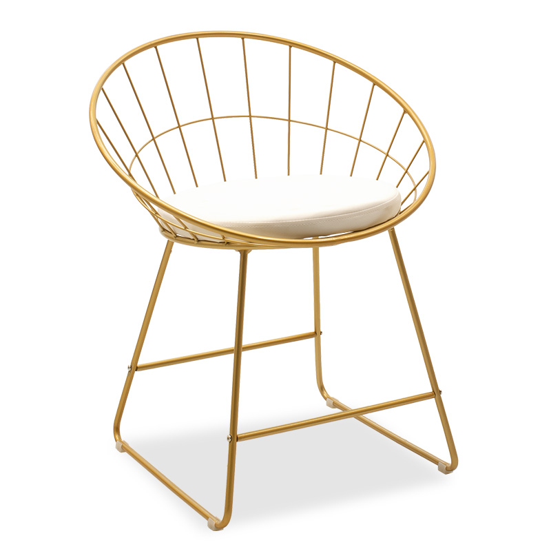 Καρέκλα Seth pakoworld μέταλλο χρυσό-μαξιλάρι PVC λευκό (Σετ 4 Τεμάχια) - PAKO WORLD - 058-000021