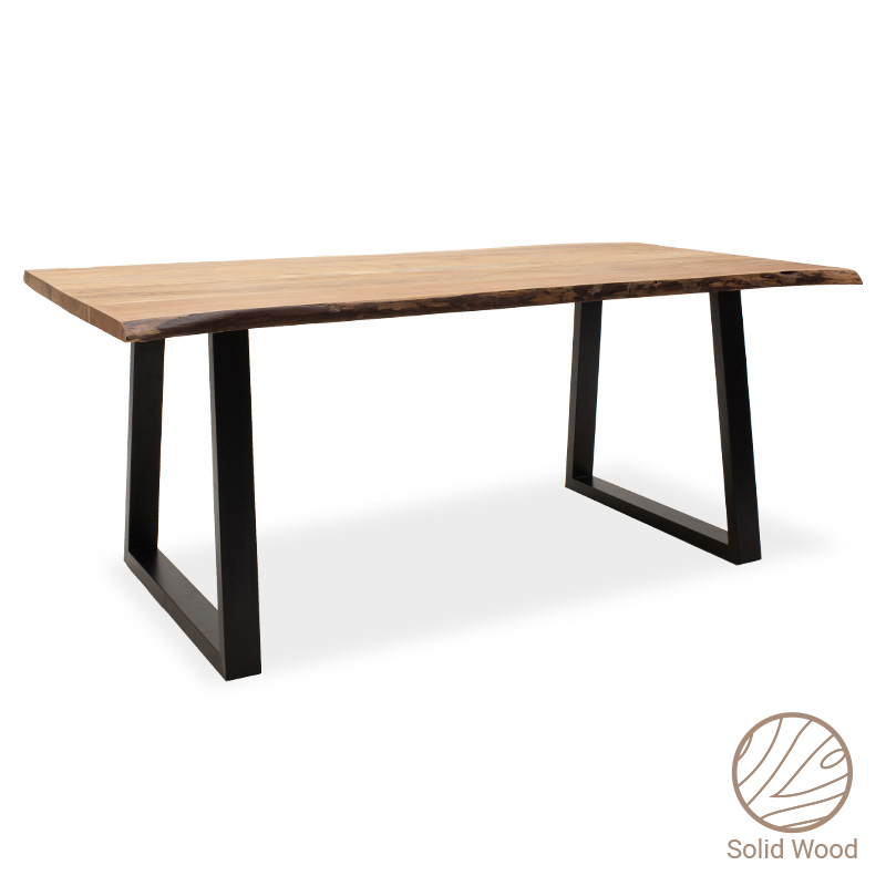 Τραπέζι Miles pakoworld μασίφ ξύλο 4εκ καρυδί-πόδι μαύρο 200x96x79εκ – PAKO WORLD – 113-000005