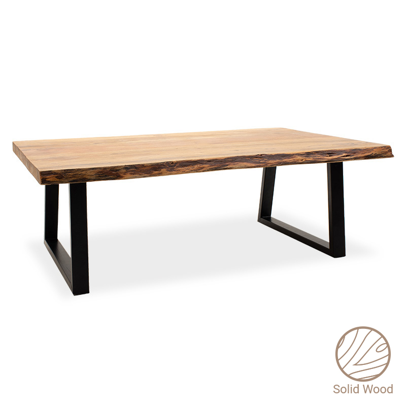 Τραπέζι σαλονιού Miles pakoworld μασίφ ξύλο 4εκ καρυδί-πόδι μαύρο 115x72x41εκ – PAKO WORLD – 113-000004