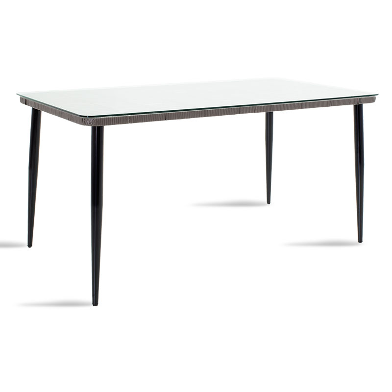 Τραπέζι Naoki pakoworld μέταλλο μαύρο-pe γκρι-γυαλί 160x90x78εκ – PAKO WORLD – 140-000004
