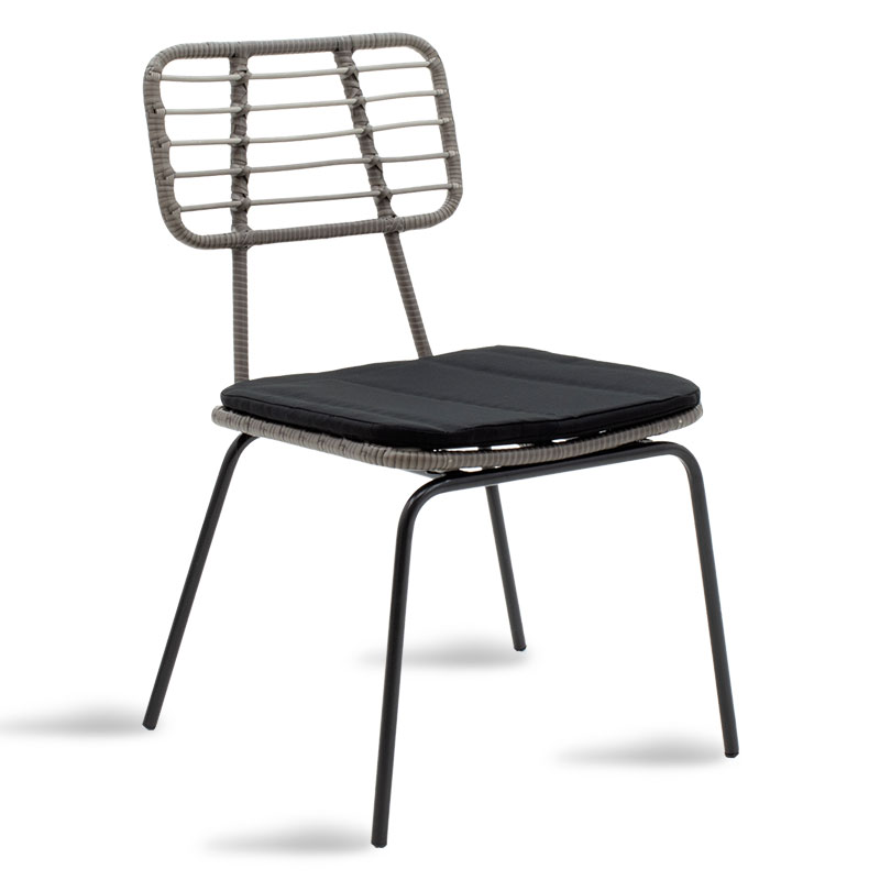 Καρέκλα Naoki pakoworld μέταλλο μαύρο-pe γκρι (Σετ 2 Τεμάχια) - PAKO WORLD - 140-000014