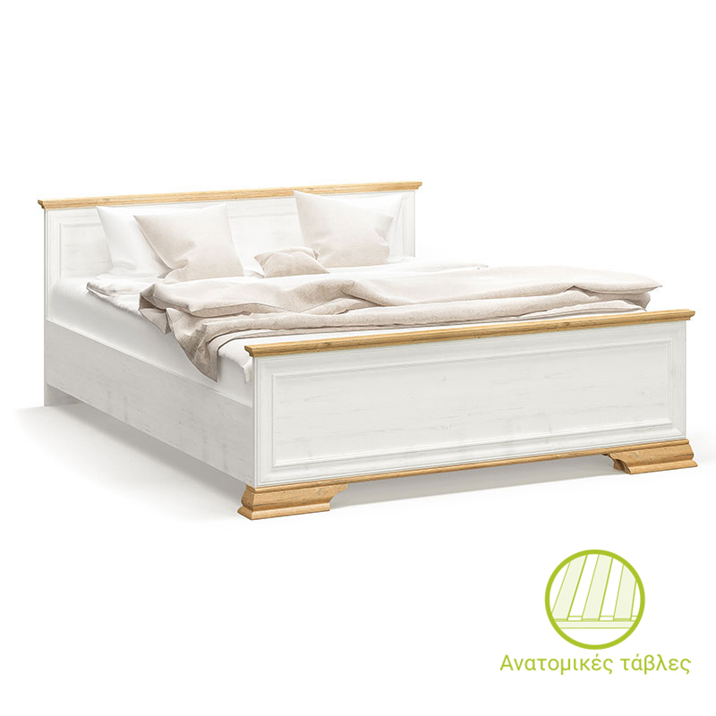 Κρεβάτι διπλό Jaden pakoworld golden oak-λευκό antique 160x200εκ - PAKO WORLD - 173-000023
