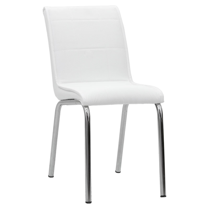 Καρέκλα Avante pakoworld PU λευκό-πόδι χρωμίου (Σετ 4 Τεμάχια) – PAKO WORLD – 190-000039