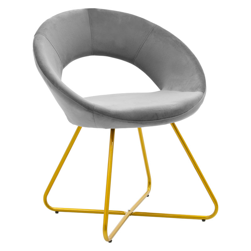 Καρέκλα Valentina pakoworld βελούδο γκρι-χρυσό πόδι (Σετ 2 Τεμάχια) – PAKO WORLD – 029-000135