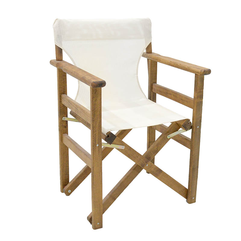 Καρέκλα-πολυθρόνα σκηνοθέτη Retto pakoworld μασίφ ξύλο οξιάς καρυδί-πανί λευκό (Σετ 2 Τεμάχια) – PAKO WORLD – 237-000022