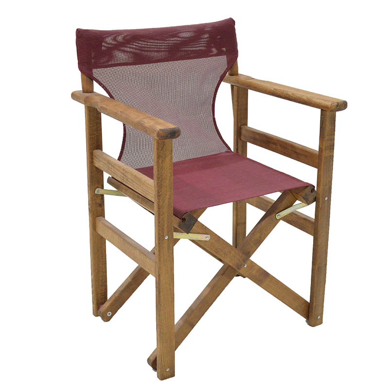 Καρέκλα-πολυθρόνα σκηνοθέτη Retto pakoworld μασίφ ξύλο οξιάς καρυδί-πανί μπορντό (Σετ 2 Τεμάχια) - PAKO WORLD - 237-000025