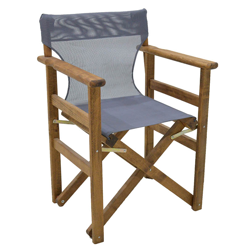 Καρέκλα-πολυθρόνα σκηνοθέτη Retto pakoworld μασίφ ξύλο οξιάς καρυδί-πανί ανθρακί (Σετ 2 Τεμάχια) - PAKO WORLD - 237-000017