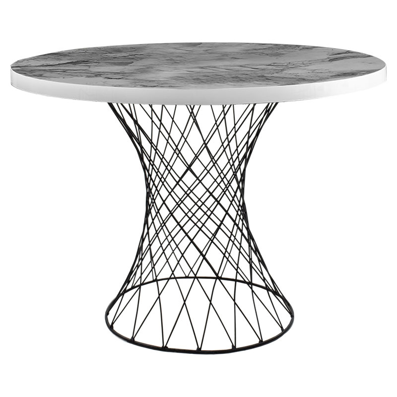Τραπέζι Roter pakoworld μέταλλο μαύρο-λευκό μαρμάρου Φ90×75εκ – PAKO WORLD – 190-000049