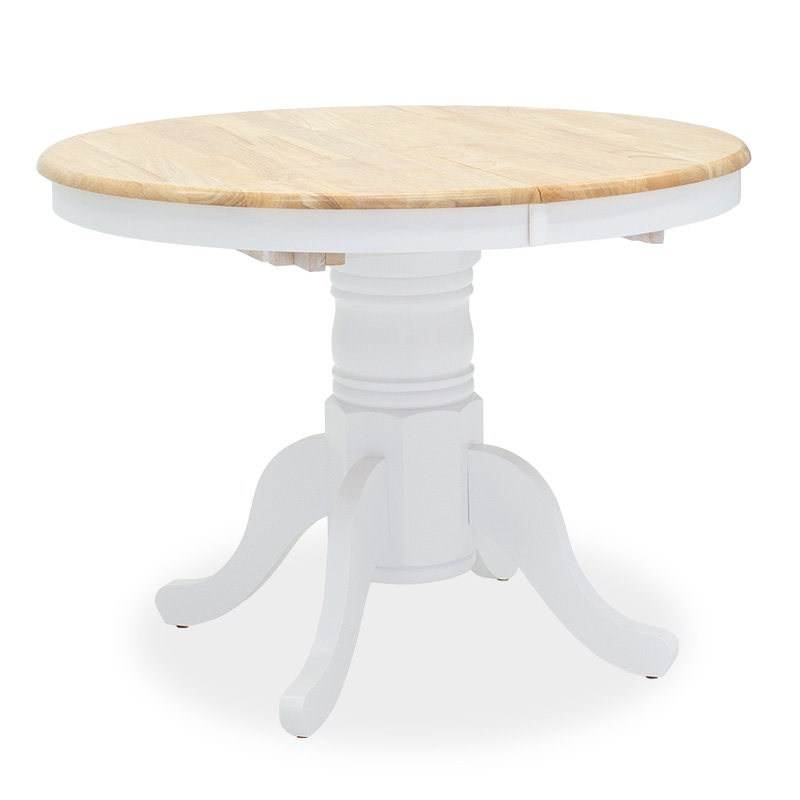 Tραπέζι Lars pakoworld επεκτεινόμενο ξύλο-MDF λευκό-φυσικό Φ100(+38)x100x75εκ – PAKO WORLD – 091-000004