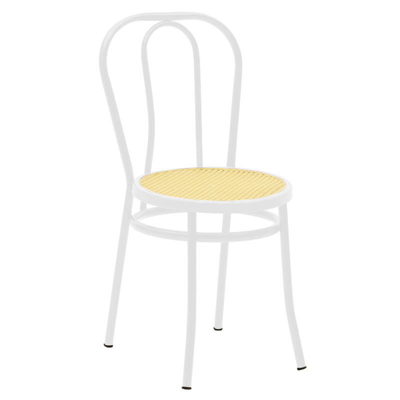 Καρέκλα Βιέννης pakoworld pe rattan μπεζ-μέταλλο λευκό (Σετ 4 Τεμάχια) – PAKO WORLD – 243-000026