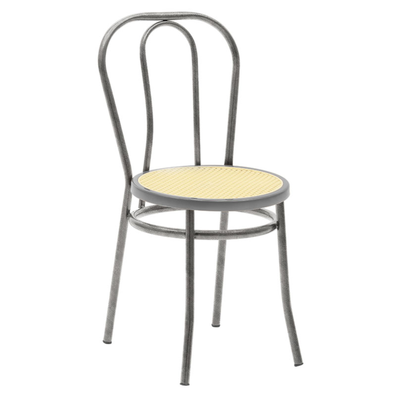 Καρέκλα Βιέννης pakoworld pe rattan μπεζ-μέταλλο γκρι σφυρήλατο (Σετ 4 Τεμάχια) - PAKO WORLD - 243-000025 185482