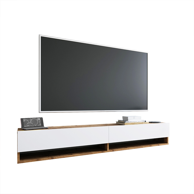 Έπιπλο τηλεόρασης επιτοίχιο Handra pakoworld λευκό-oak 180×31,5×29,5εκ – PAKO WORLD – 176-000002