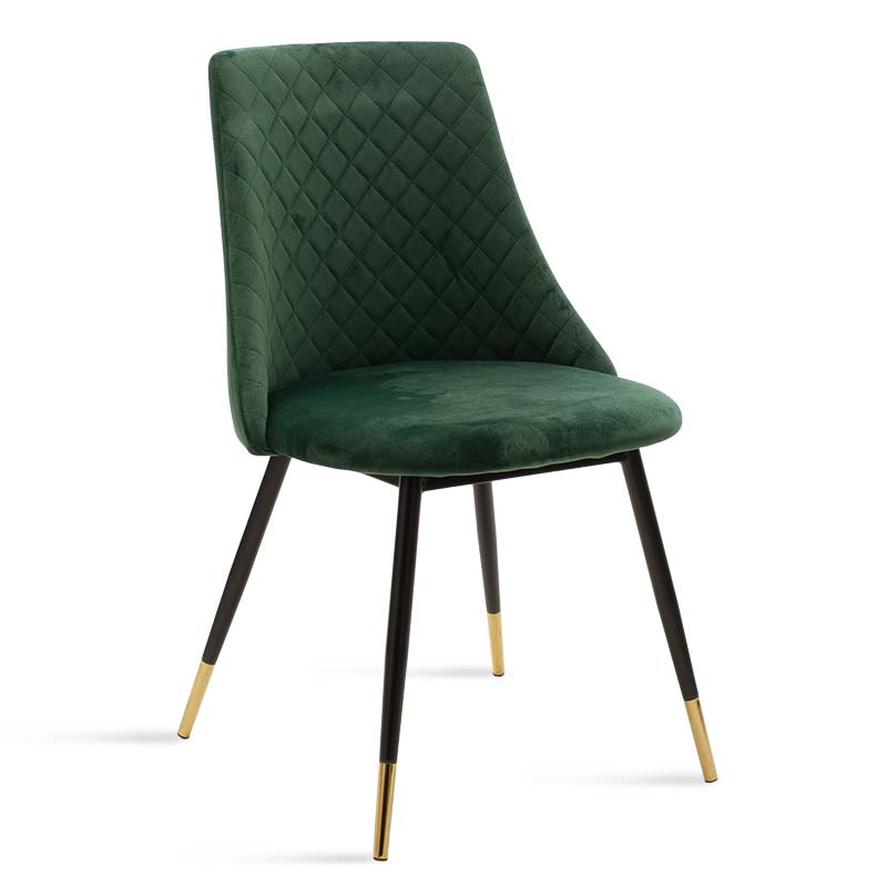 Καρέκλα Giselle pakoworld βελούδο σκούρο πράσινο-μαύρο χρυσό πόδι (Σετ 2 Τεμάχια) – PAKO WORLD – 096-000012