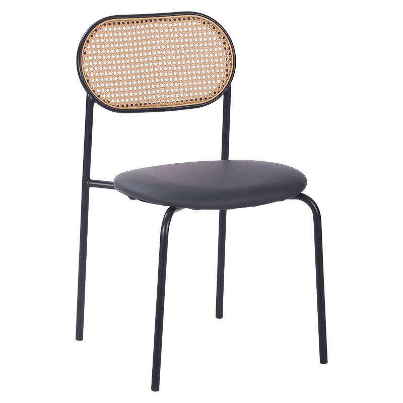 Καρέκλα James pakoworld pe rattan μπεζ-pu μαύρο-μέταλλο φυσικό (Σετ 4 Τεμάχια) – PAKO WORLD – 058-000055