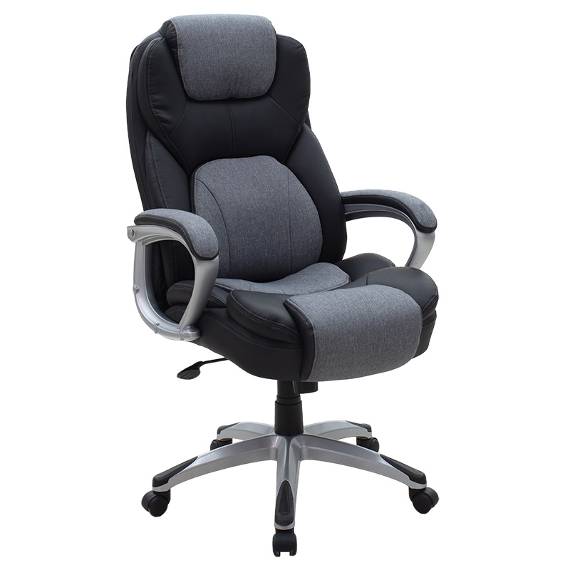 Καρέκλα γραφείου διευθυντή Lockie pakoworld με PU μαύρο-ύφασμα γκρι – PAKO WORLD – 076-000014