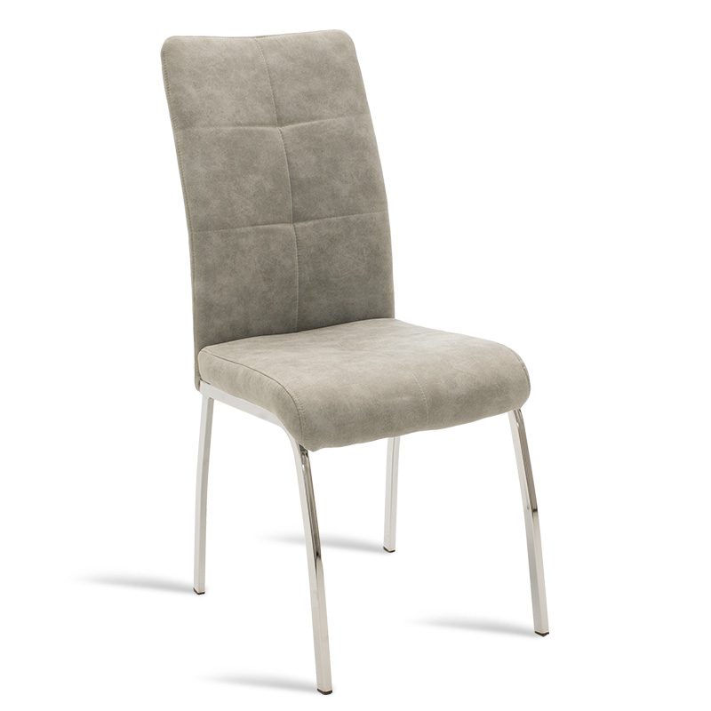 Καρέκλα Ariadne pakoworld PU γκρι-πόδι χρωμίου (Σετ 4 Τεμάχια) – PAKO WORLD – 029-000072