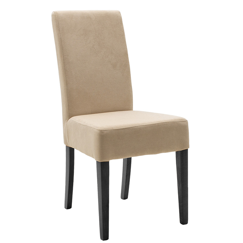 Καρέκλα Ditta pakoworld ύφασμα εκρού-πόδι μασίφ ξύλο μαύρο (Σετ 2 Τεμάχια) – PAKO WORLD – 047-000049