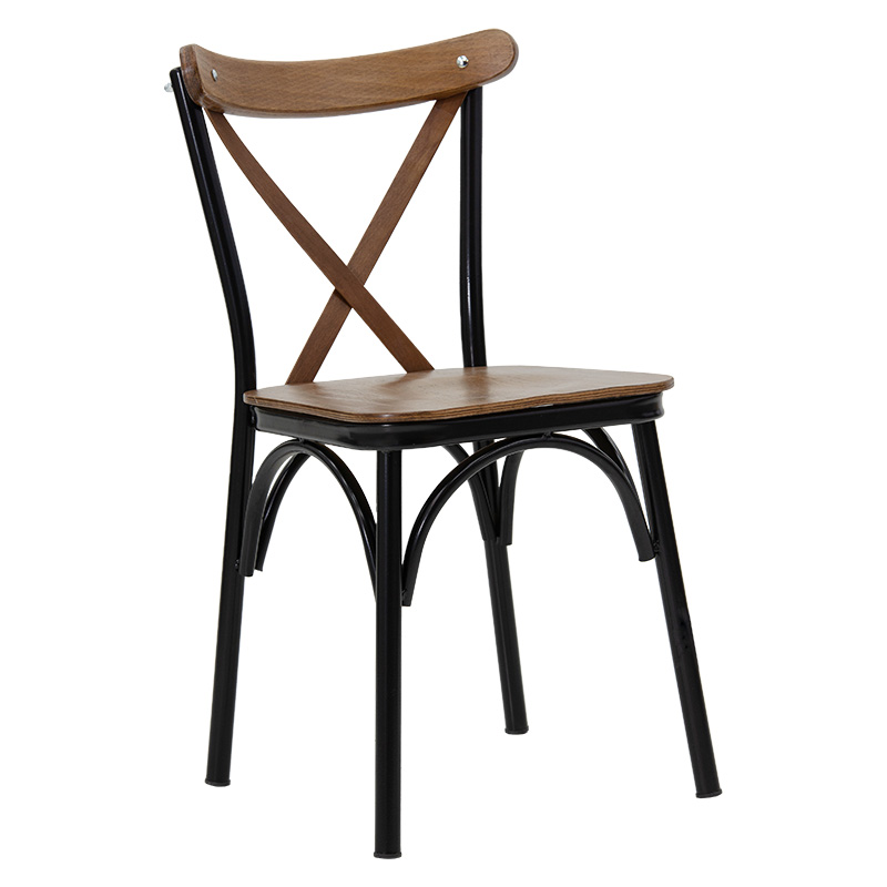 Καρέκλα Alora pakoworld ξύλο καρυδί-μαύρο πόδι (Σετ 2 Τεμάχια) – PAKO WORLD – 190-000019