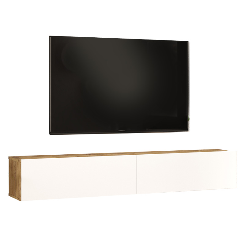 Έπιπλο τηλεόρασης επιτοίχιο Dello pakoworld λευκό-sonoma 180×31.6×29.6εκ – PAKO WORLD – 176-000059