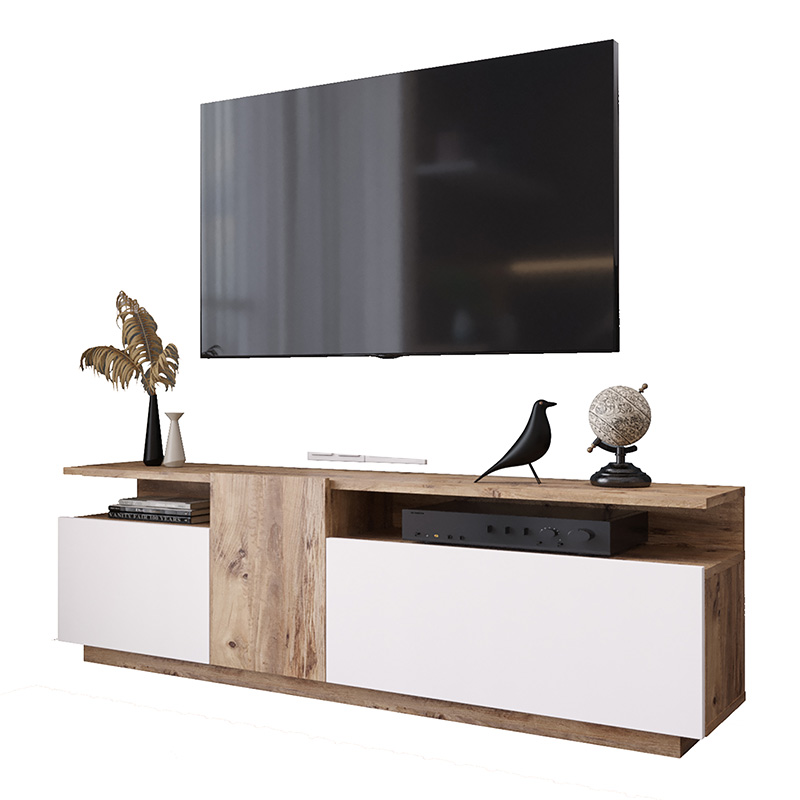 Έπιπλο τηλεόρασης Elana pakoworld sonoma-λευκό 150×29.5×46.3εκ – PAKO WORLD – 176-000055