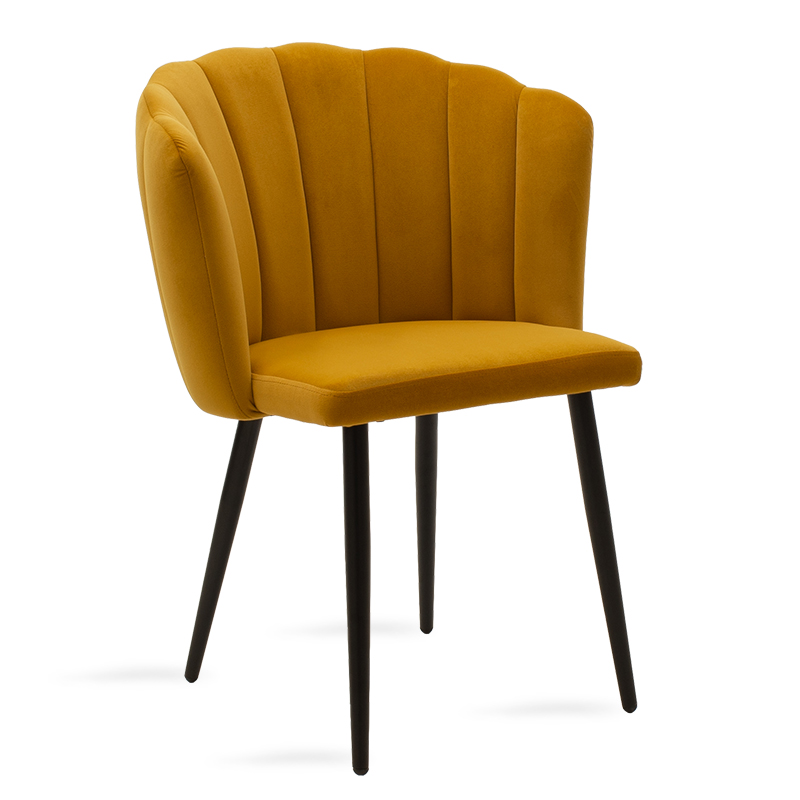 Καρέκλα Esme pakoworld βελούδο χρυσό-μαύρο πόδι (Σετ 2 Τεμάχια) - PAKO WORLD - 101-000009