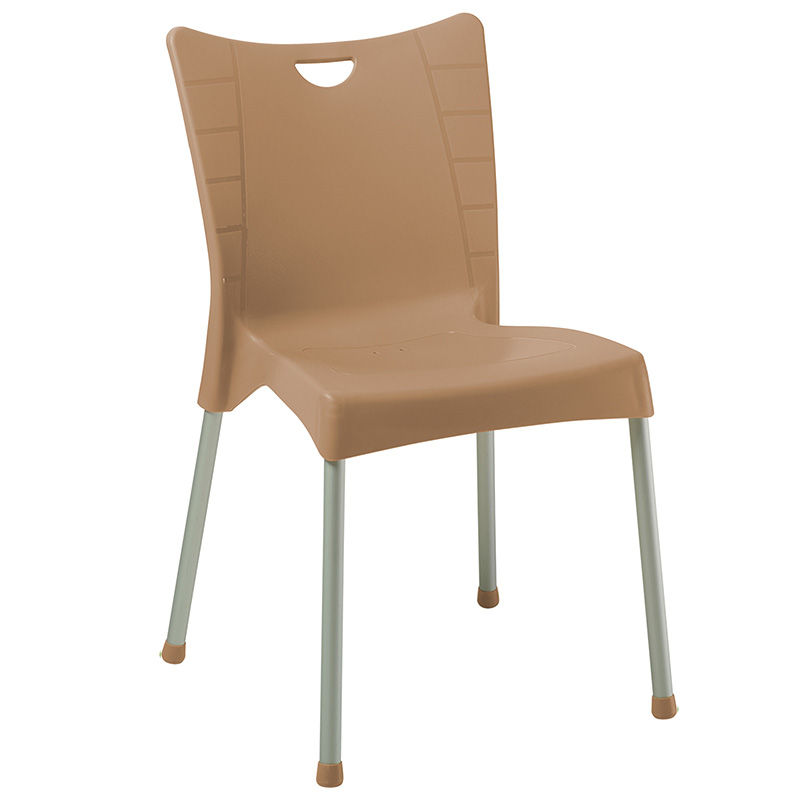 Καρέκλα Crafted pakoworld PP cappucino-αλουμίνιο γκρι (Σετ 4 Τεμάχια) - PAKO WORLD - 253-000037