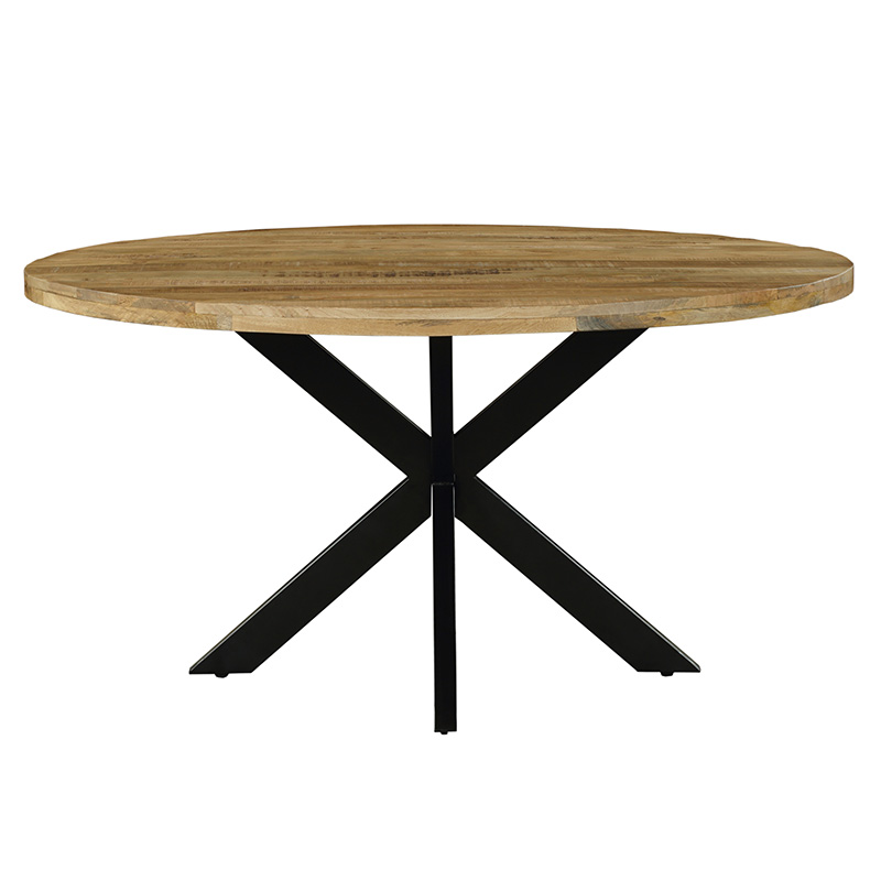 Τραπέζι Royalty pakoworld μασίφ ξύλο mango 4εκ καρυδί-πόδι μαύρο Φ150×77εκ – PAKO WORLD – 240-000002