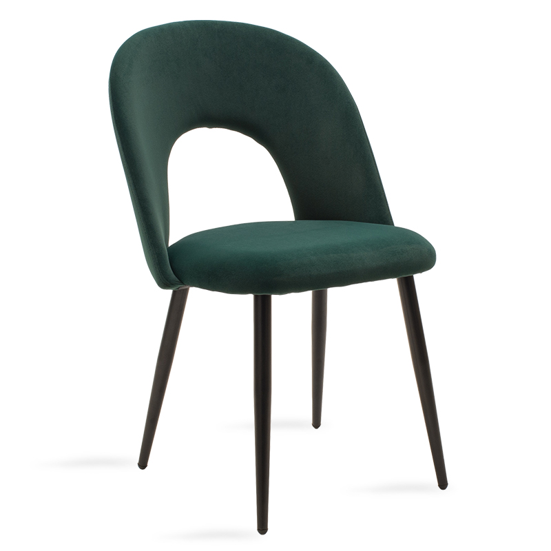 Καρέκλα Jonah pakoworld βελούδο σκούρο πράσινο-μαύρο πόδι (Σετ 2 Τεμάχια) - PAKO WORLD - 101-000004