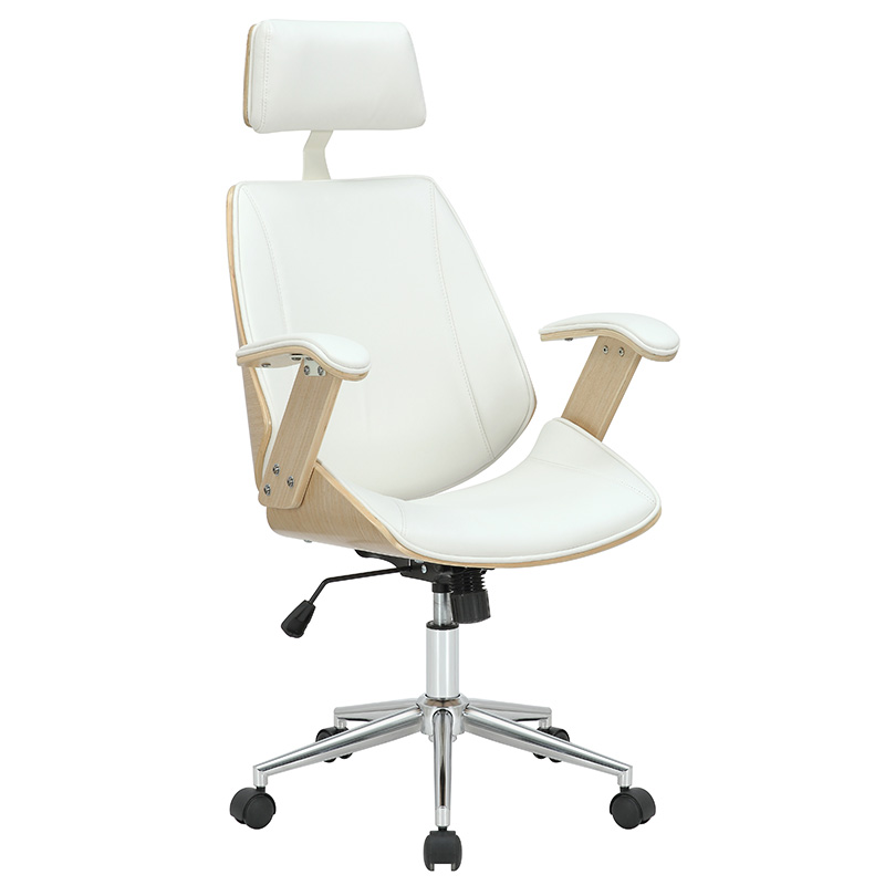 Καρέκλα γραφείου διευθυντή Fern pakoworld PU λευκό-ξύλο φυσικό – PAKO WORLD – 106-000026